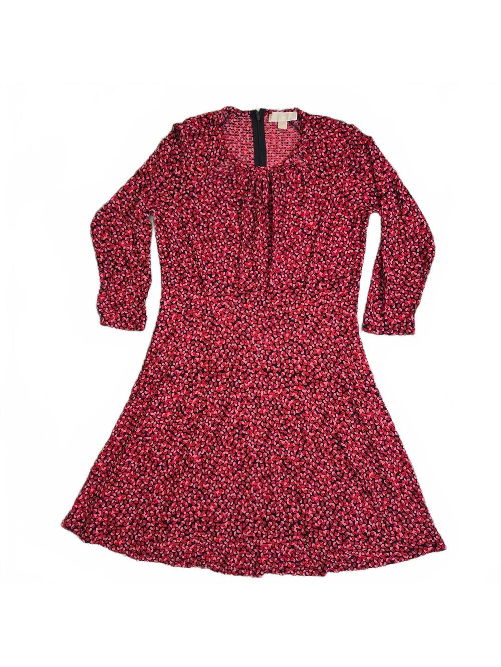 Michael Kors Black Multi Floral Long Sleeve Dress Size L